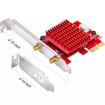 Vidinė WLAN/Bluetooth PCIe tinklo plokštė Cudy WE3000S – Triband 2.4/5/6 GHz, Intel AX210, Bluetooth 5.2, 2400 Mbps, Full-height/Low-profile