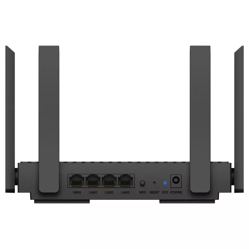 Stalinis maršrutizatorius Cudy WR1500 — dviejų juostų (2,4/5 GHz), Wi‑Fi 6/4, 4x Gigabit LAN, MU‑MIMO, išorinės antenos
