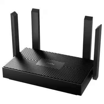 Stalinis maršrutizatorius Cudy WR1500 — dviejų juostų (2,4/5 GHz), Wi‑Fi 6/4, 4x Gigabit LAN, MU‑MIMO, išorinės antenos