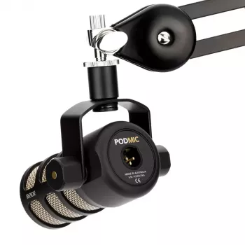 Sceninis dinaminis mikrofonas RØDE PodMic – kardioidinis, XLR-3, 20–20 000 Hz, subalansuota išvestis, 937 g, juodas