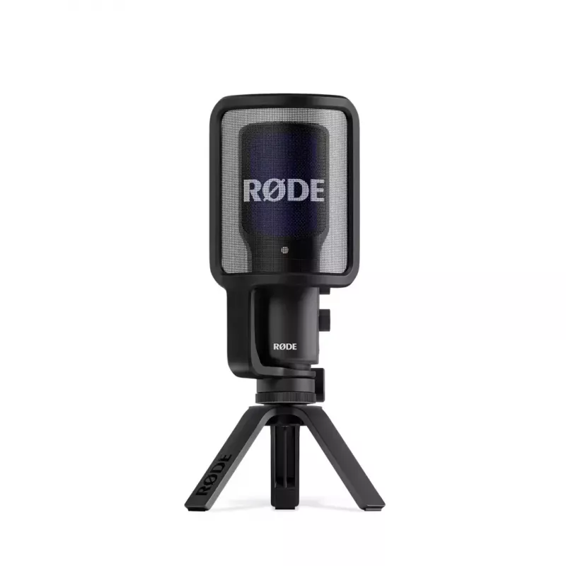 Kondensatorinis USB PC mikrofonas RØDE NT-USB+ — kardioidinis, 24-bit/48 kHz, 20–20000 Hz, 3.5 mm ausinių išėjimas, USB-C, juodas