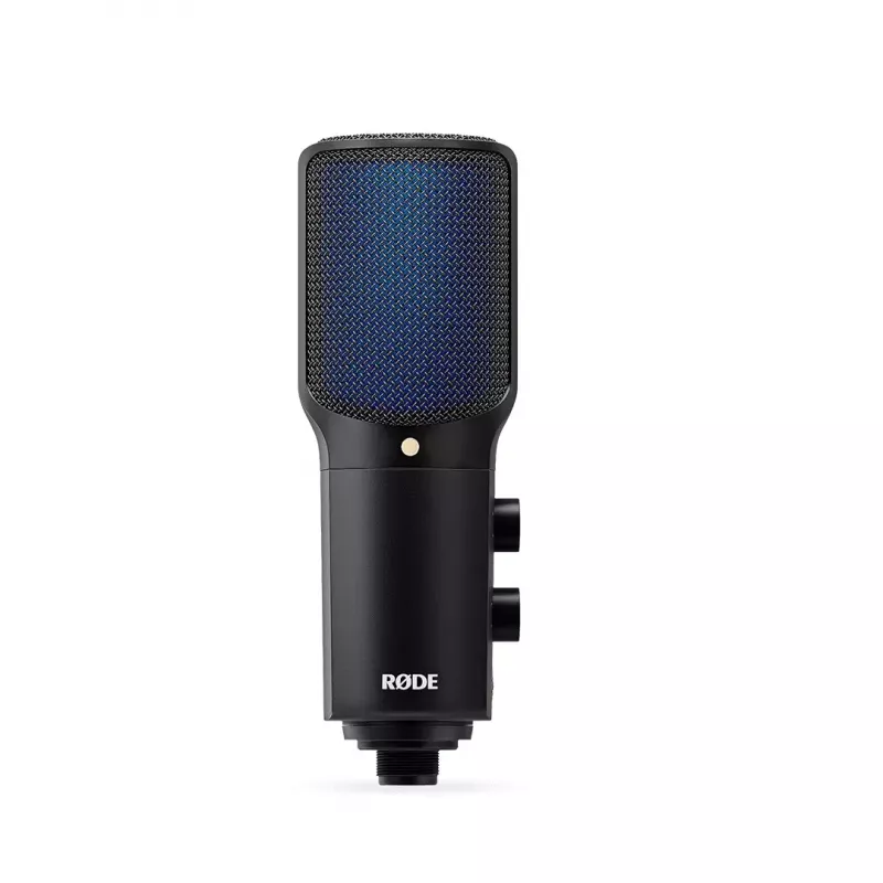 Kondensatorinis USB PC mikrofonas RØDE NT-USB+ — kardioidinis, 24-bit/48 kHz, 20–20000 Hz, 3.5 mm ausinių išėjimas, USB-C, juodas