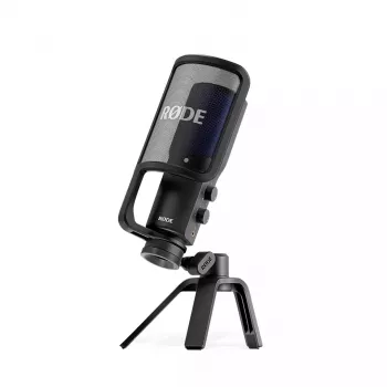 Kondensatorinis USB PC mikrofonas RØDE NT-USB+ — kardioidinis, 24-bit/48 kHz, 20–20000 Hz, 3.5 mm ausinių išėjimas, USB-C, juodas