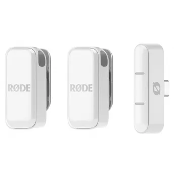 Segtuvinis mikrofonas RØDE Wireless Micro — belaidis USB lavaljeras, 20–20000 Hz, 24 bitai, 100 m nuotolis, baltas
