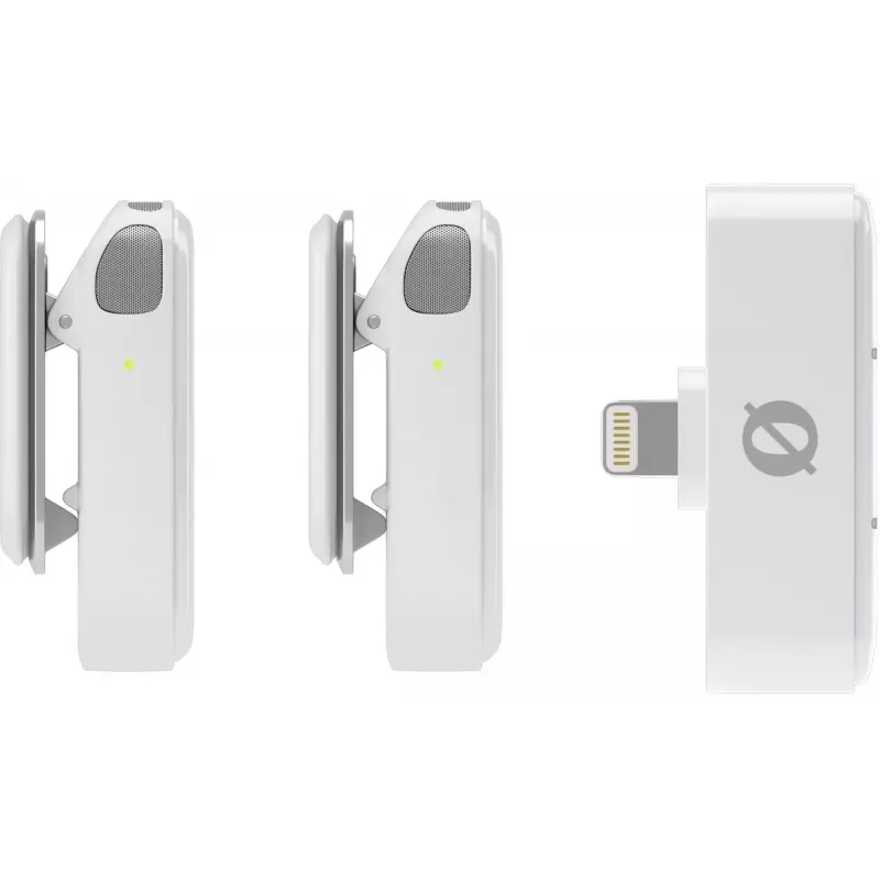 Belaidė mikrofono sistema Rode Wireless Micro Lightning – omnidirekcinė, 48 kHz/24 bitai, 7 h baterija, 100 m nuotolis, balta