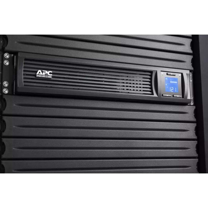 APC Smart-UPS C, linijinis interaktyvus, 1000VA, stelažinis 2U, 230V, 4x IEC C13 išvadai, SmartConnect prievadas, USB ir Serial ryšys, AVR, grafinis LCD
