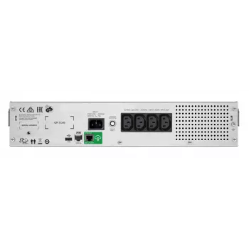 APC Smart-UPS C, linijinis interaktyvus, 1500VA, 2U stelažinis, 230V, 4x IEC C13 lizdai, SmartConnect prievadas, USB ir RS232 ryšys, AVR, grafinis LCD