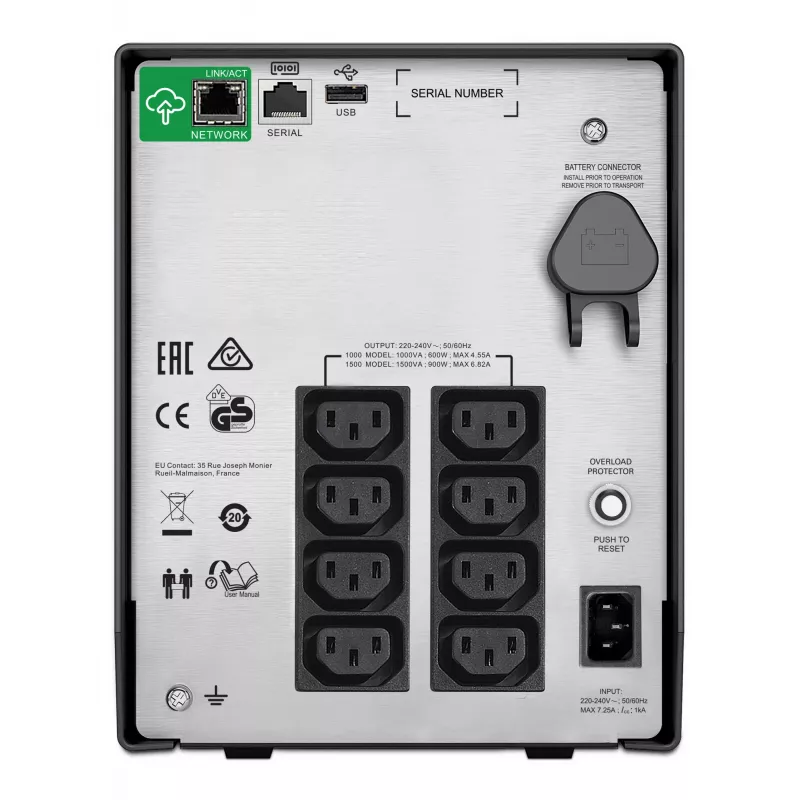 APC Smart-UPS SMC1500IC - 8x C13, USB, SmartConnect, 1500VA, linijinis-interaktyvus, 1.5 kVA, 900 W, sinusas, 170 V, 300 V