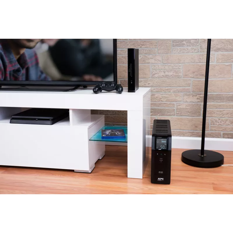 APC Back-UPS Pro, 1200VA/720W, bokštinis, 230V, 8x IEC C13 lizdai, sinusinė banga, AVR, USB Type A + C prievadai, LCD, keičiama baterija