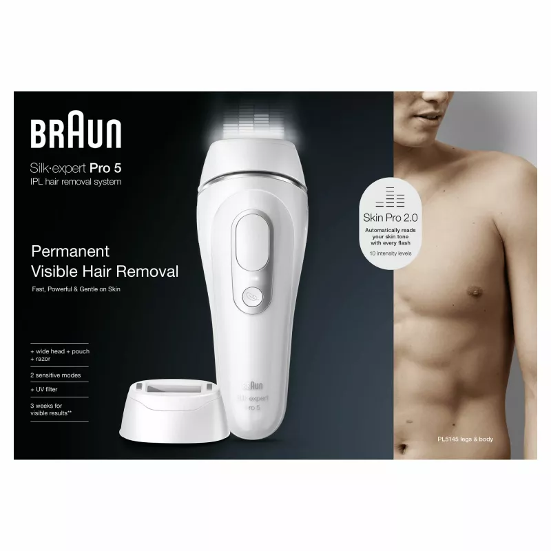 Epiliatorius Braun Silk-expert Pro PL5145 Intensyvi pulsuojanti šviesa IPL Baltas