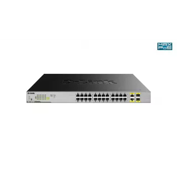 D-Link DGS-1026MP 24 prievadų stalinis Gigabit nevaldomas PoE jungiklis su 2 x 100/1000Mbps kombinuotais prievadais