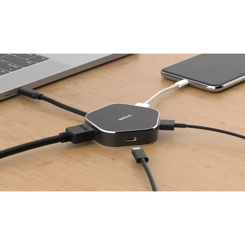 D-Link 4-in-1 USB-C centras su HDMI ir Power Delivery