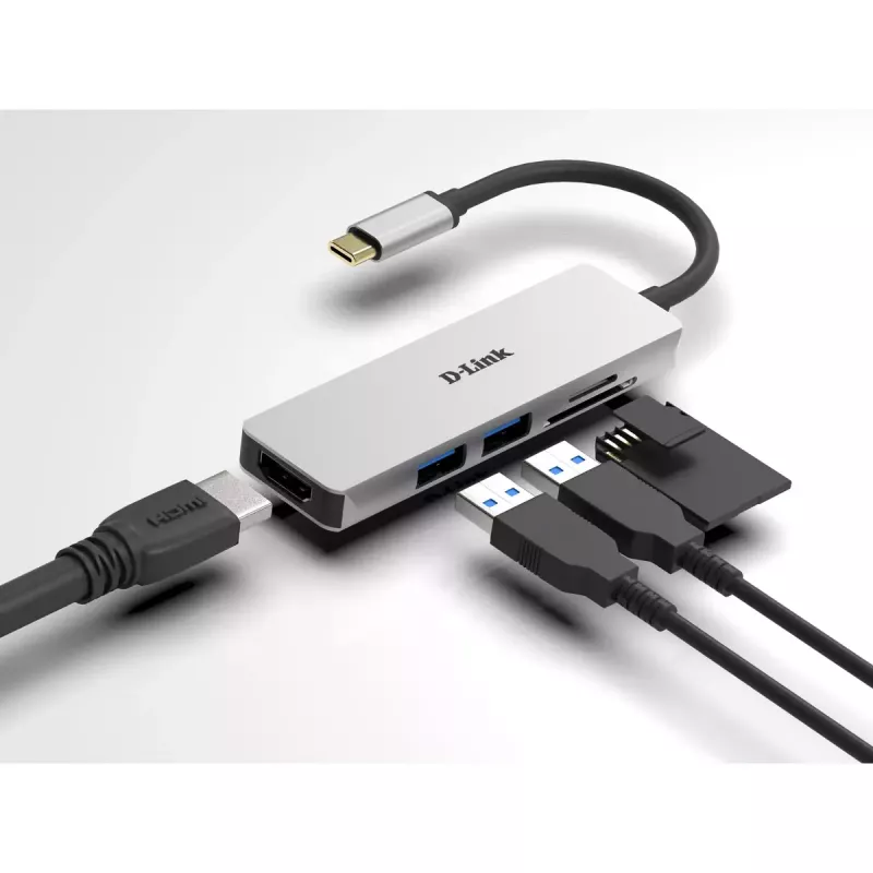 D-Link 5-in-1 USB-C stotelė su HDMI ir SD/microSD kortelių skaitytuvu