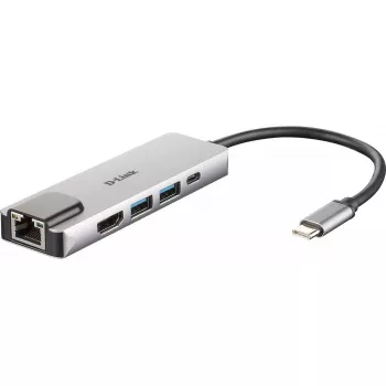 D-Link 5 viename USB-C centras su HDMI / Ethernet ir Power Delivery