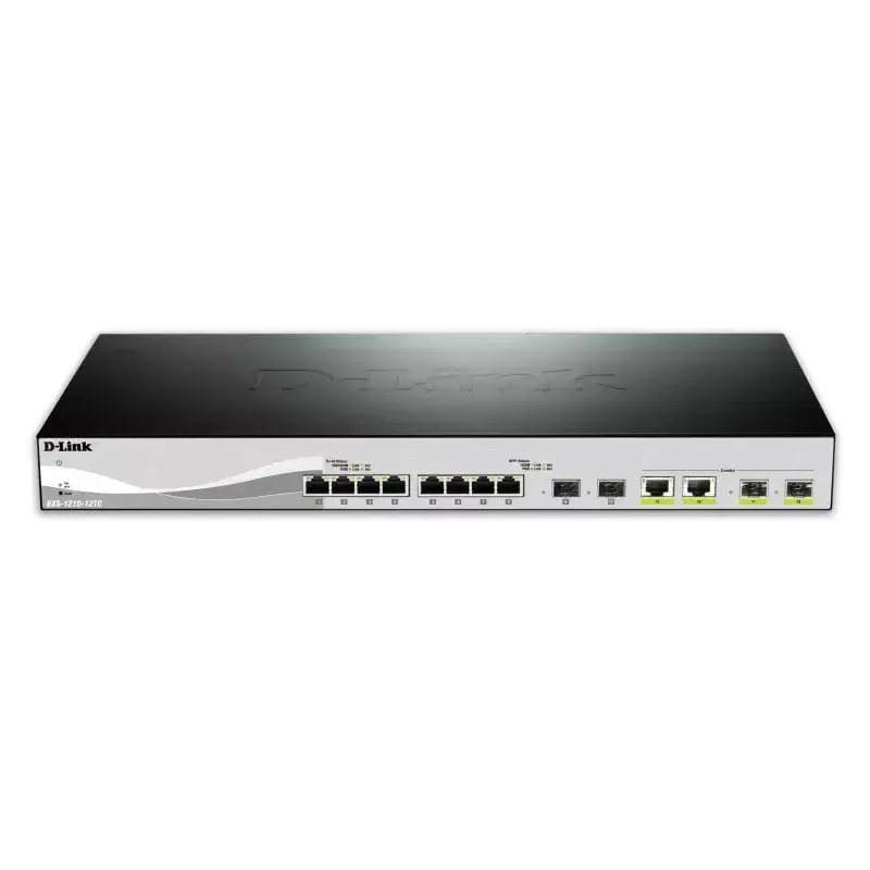 D-Link DXS-1210-12TC/E valdomas L2 tinklo jungiklis 10G Ethernet (100/1000/10000) 1U juoda, sidabrinė