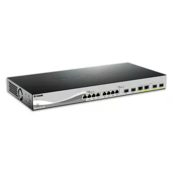 D-Link DXS-1210-12TC/E valdomas L2 tinklo jungiklis 10G Ethernet (100/1000/10000) 1U juoda, sidabrinė