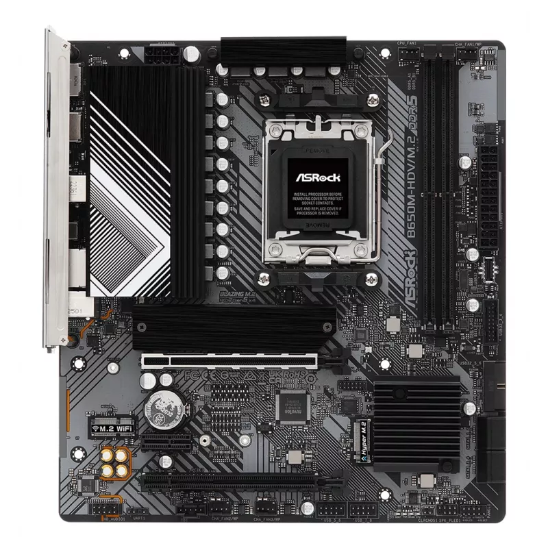 Motininė plokštė ASRock B650M-HDV/M.2 micro ATX — AMD B650, Socket AM5, DDR5, 2 atminties lizdai, 64 GB, M.2 ir SATA III