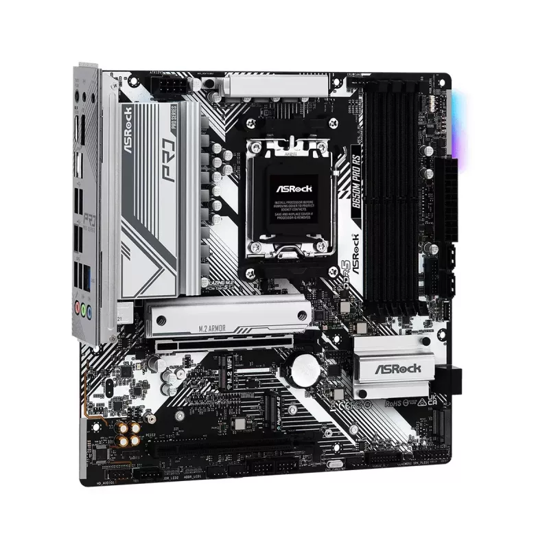 Motininė plokštė ASRock B650M Pro RS – AMD B650, Socket AM5, micro ATX, DDR5, 4x DIMM, 128 GB, 2.5Gb LAN, 1x M.2, HDMI, DP
