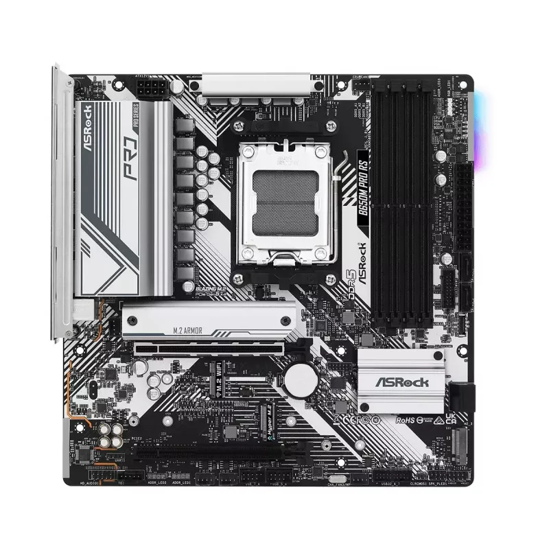 Motininė plokštė ASRock B650M Pro RS – AMD B650, Socket AM5, micro ATX, DDR5, 4x DIMM, 128 GB, 2.5Gb LAN, 1x M.2, HDMI, DP
