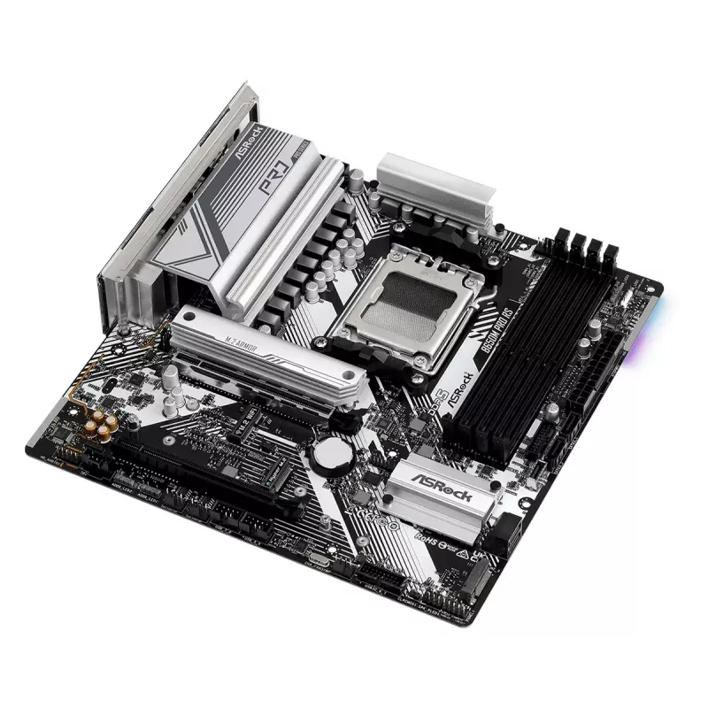 Motininė plokštė ASRock B650M Pro RS – AMD B650, Socket AM5, micro ATX, DDR5, 4x DIMM, 128 GB, 2.5Gb LAN, 1x M.2, HDMI, DP