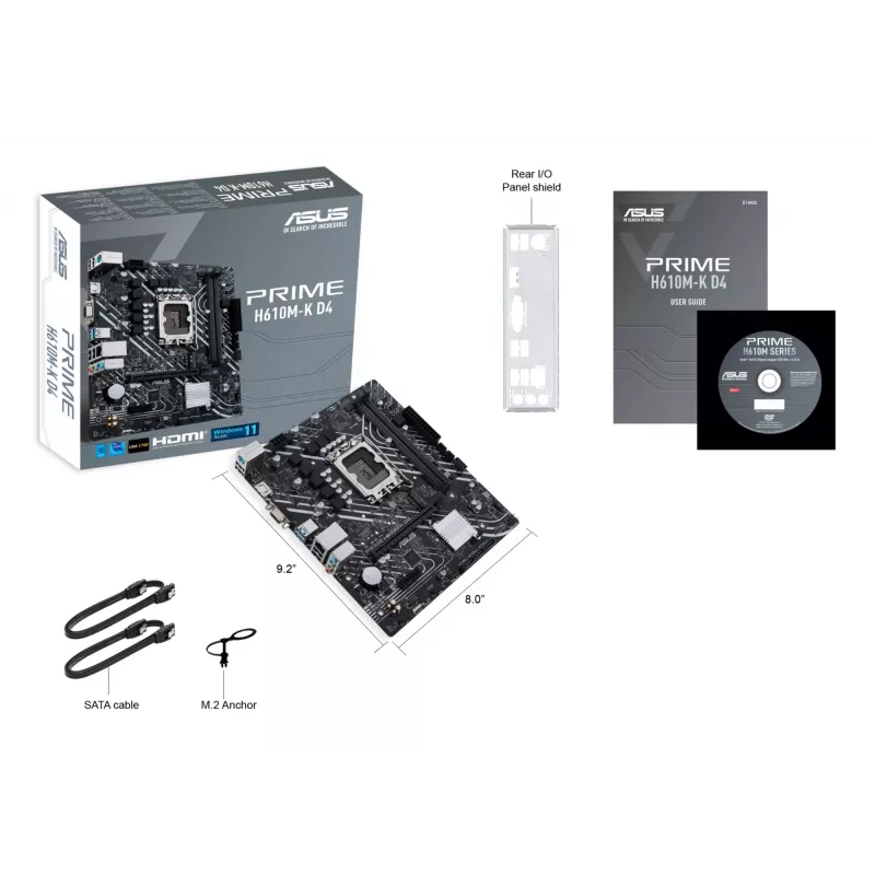 ASUS PRIME H610M-K D4 pagrindinė plokštė Intel H610 LGA 1700 micro ATX
