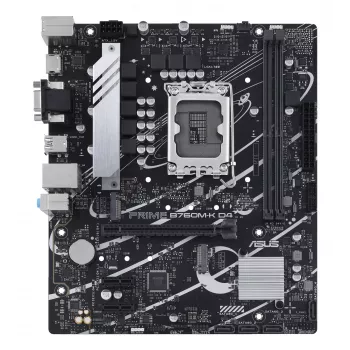 Pagrindinė plokštė ASUS PRIME B760M-K D4 — Intel B760, LGA 1700, Micro ATX, 2x DDR4 DIMM, 64 GB, M.2, SATA III, 2,5Gb Ethernet