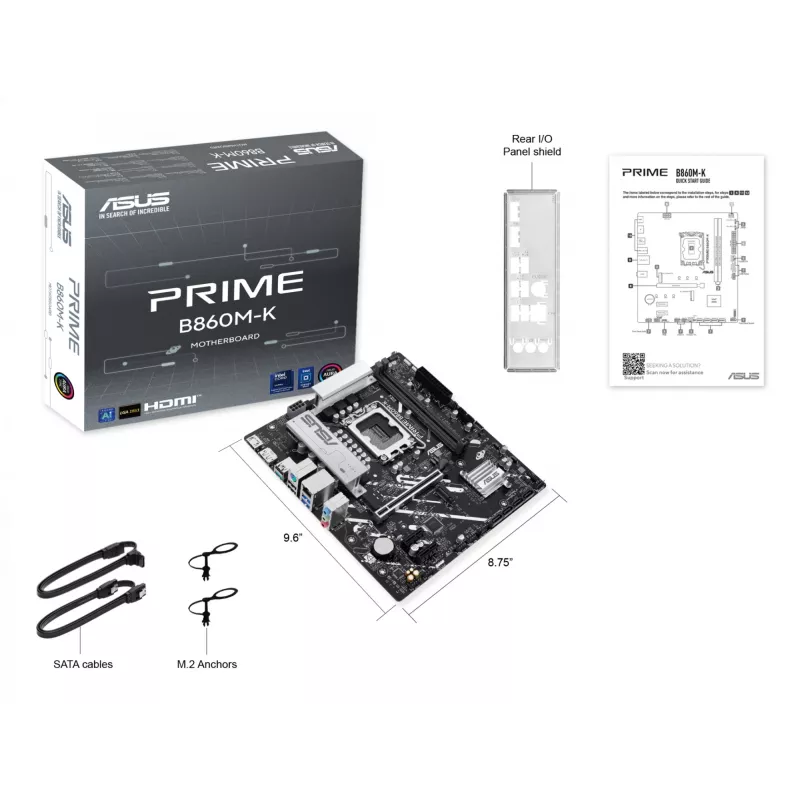 Motininė plokštė ASUS PRIME B860M-K — Intel B860, LGA 1851, micro ATX, DDR5, 2x M.2, 2 DIMM, 2.5Gb LAN