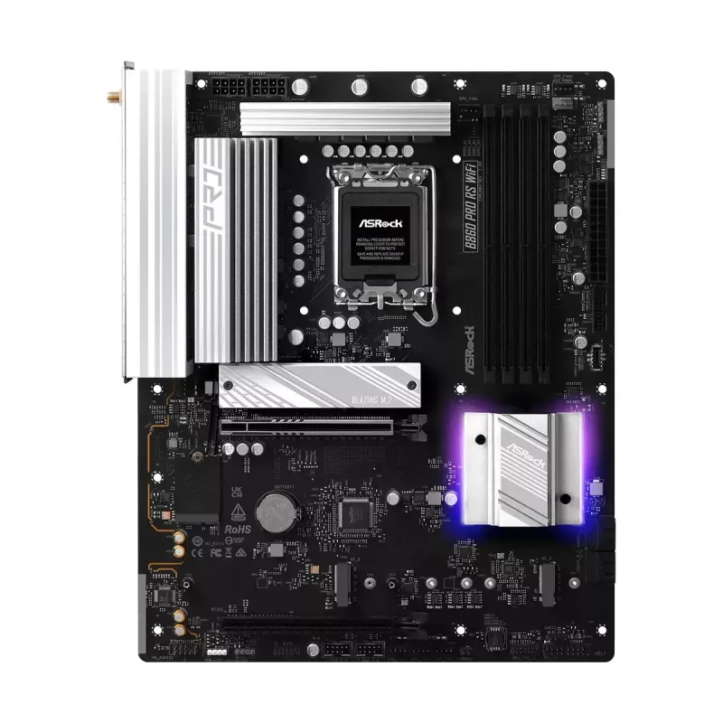 Motininė plokštė ASRock B860 Pro RS WiFi Intel B860 LGA1851 ATX, 4x DDR5 lizdai, 256 GB, Wi‑Fi 6E, 2,5GbE
