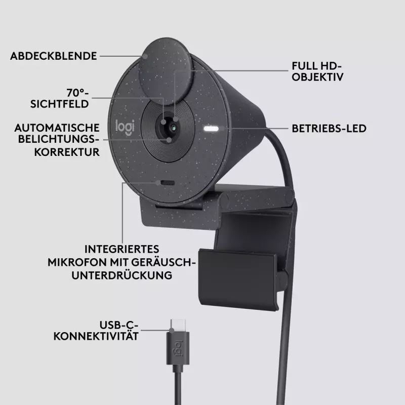 LOGITECH Brio 300 Full HD internetinė kamera - grafito spalva