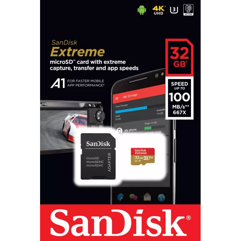 SanDisk Extreme 32GB MicroSDHC UHS-I Class 10 SDSQXAF-032G-GN6MA
