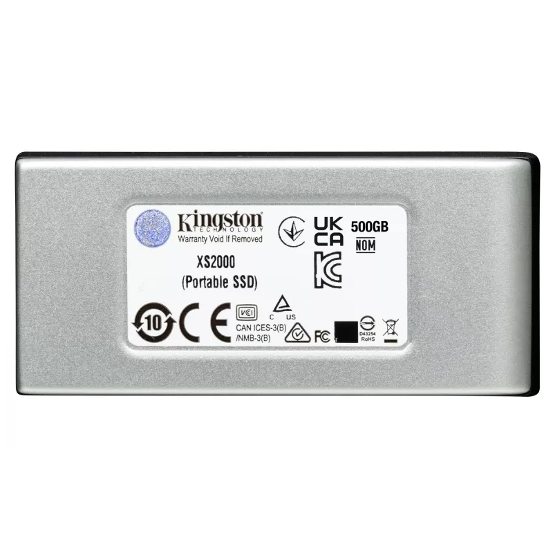 Kingston XS2000 1TB nešiojamas SSD, USB-C 3.2 Gen 2x2, 2000 MB/s, juodas/sidabrinis
