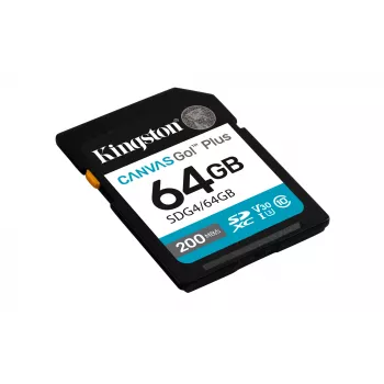 Kingston Technology Canvas Go! Plus 64GB SDXC atminties kortelė 200MB/s C10 UHS-I U3 V30