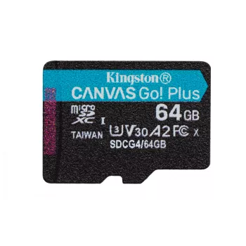 Kingston Technology 64GB microSDXC Canvas Go Plus Gen4 200MB/s A2 U3 V30 kortelė su adapteriu