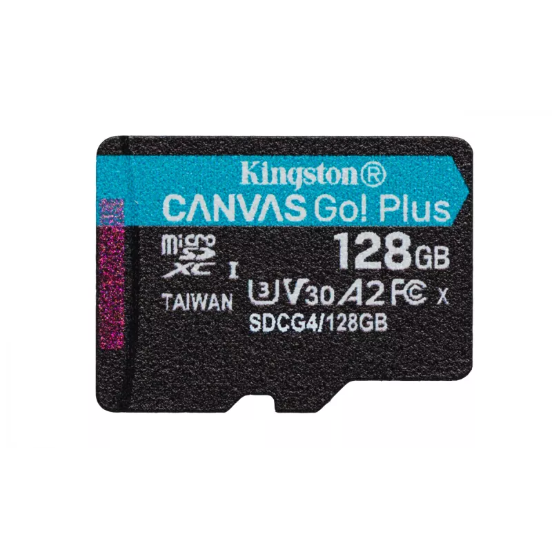 Kingston Technology 128GB microSDXC Canvas Go Plus Gen4 200MB/s A2 U3 V30 kortelė su adapteriu
