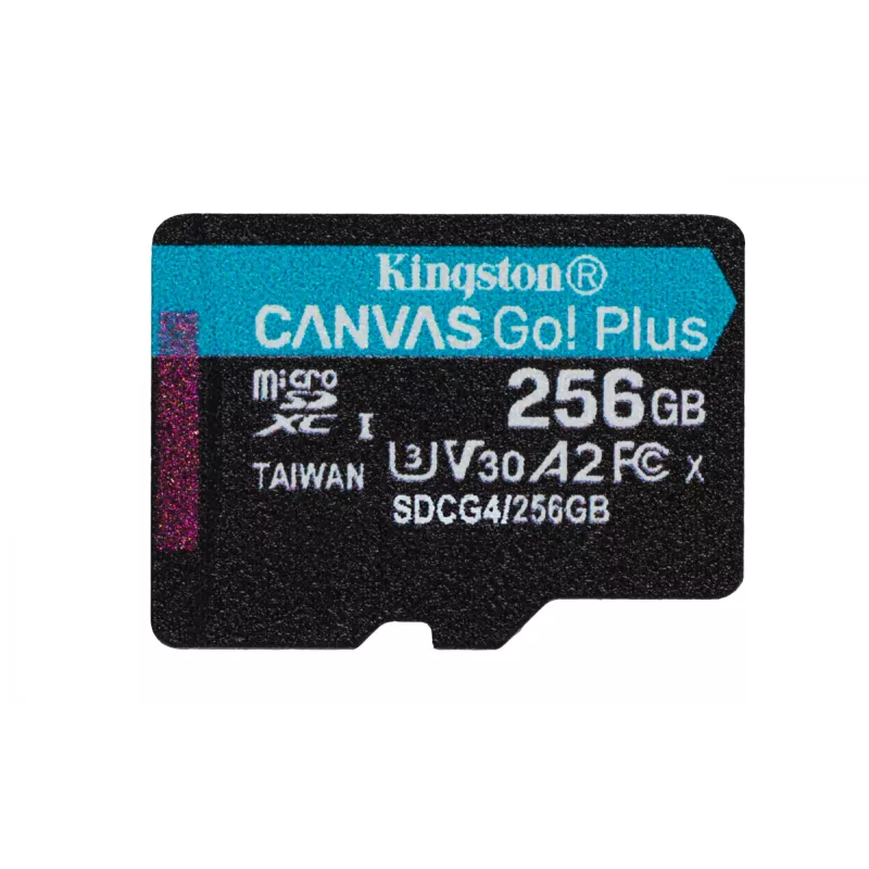 Kingston Technology 256GB microSDXC Canvas Go Plus Gen4 200MB/s A2 U3 V30 atminties kortelė su adapteriu