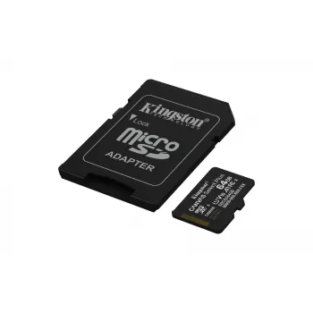 Kingston Technology 64GB microSDXC Canvas Select Plus Gen3 100MB/s A1 atminties kortelė su adapteriu