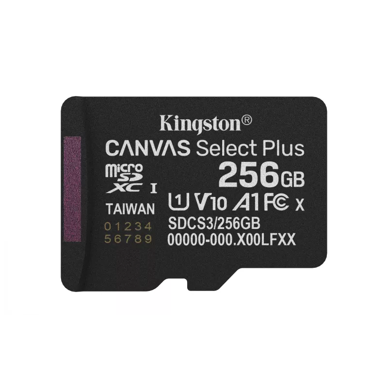 MicroSDXC atminties kortelė KINGSTON 256GB UHS-I Canvas Select Plus Gen3, Class 10, 150 MB/s, A1, V10