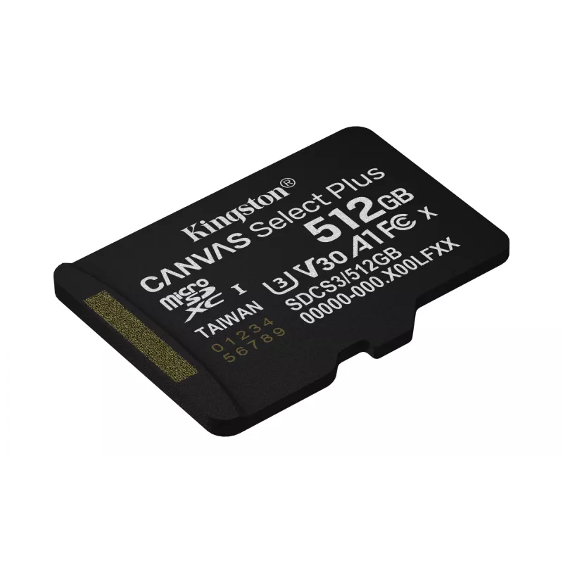 Kingston Technology 512GB microSDXC Canvas Select Plus Gen3 150MB/s A1 kortelė su adapteriu