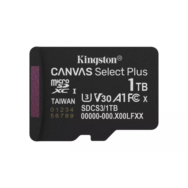 Kingston Technology 1TB microSDXC Canvas Select Plus Gen3 150MB/s A1 kortelė su adapteriu