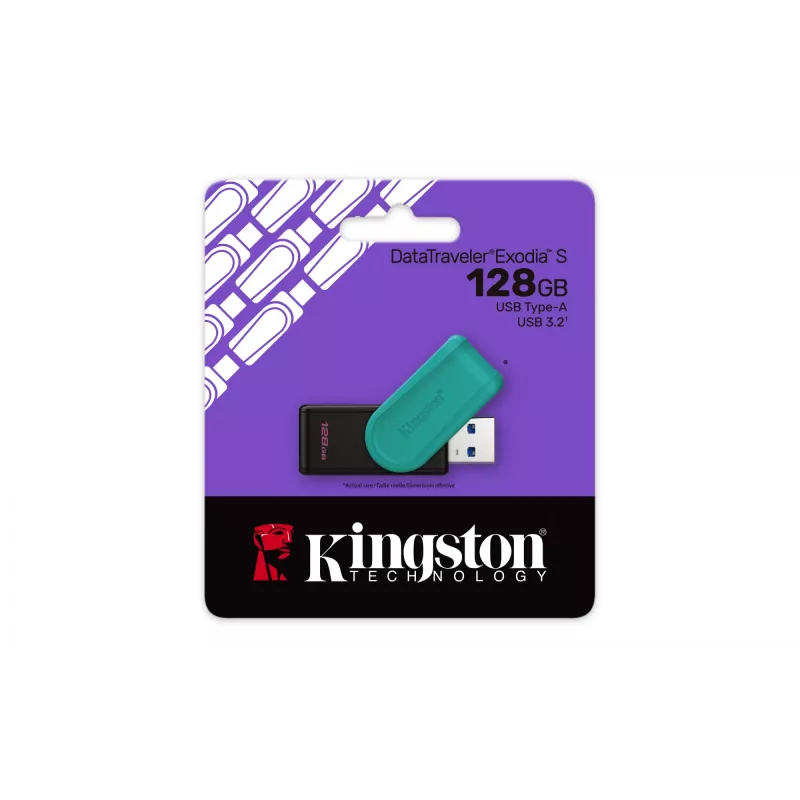 Kingston DataTraveler Exodia S 128GB USB 3.2 Gen 1 atmintukas (juodas/turquoise)