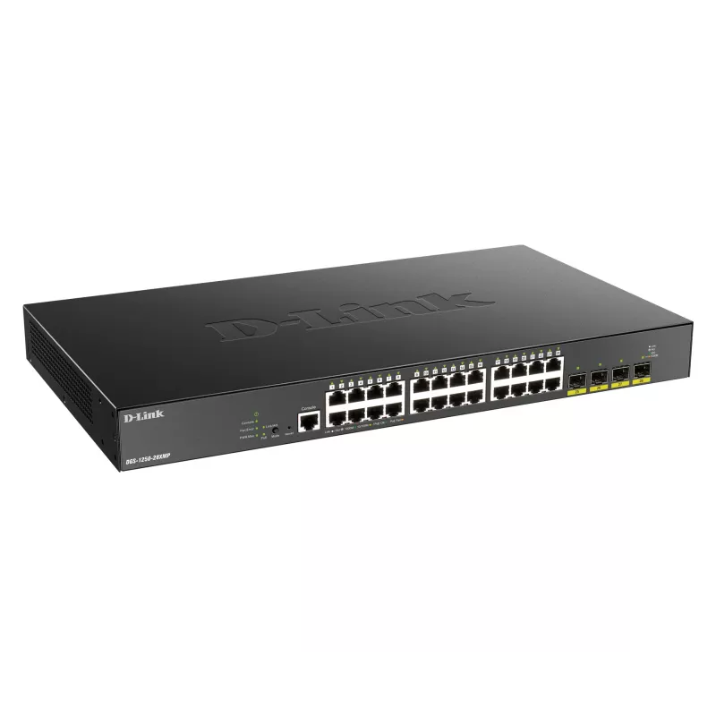 D-Link 24 prievadų Gigabit PoE valdomas komutatorius su 4x 10G SFP+ ir 370 W galia