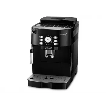 Kavos aparatas DeLonghi ECAM 21.117 B Magnifica S — pilnai automatinis, 1,8 l vandens talpa, 250 g pupelių indas, 15 bar, 2 čiaupai