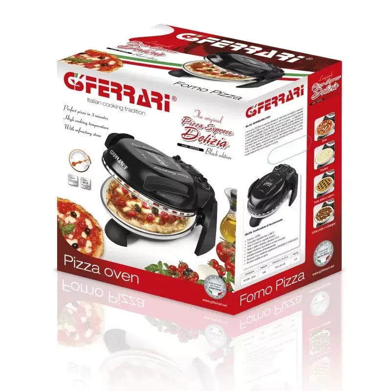 Picos kepimo aparatas G3FERRARI Delizia – stalviršinė picos krosnelė, 1200 W, akmeninis paviršius, iki 400°C, 31 cm pica, laikmatis