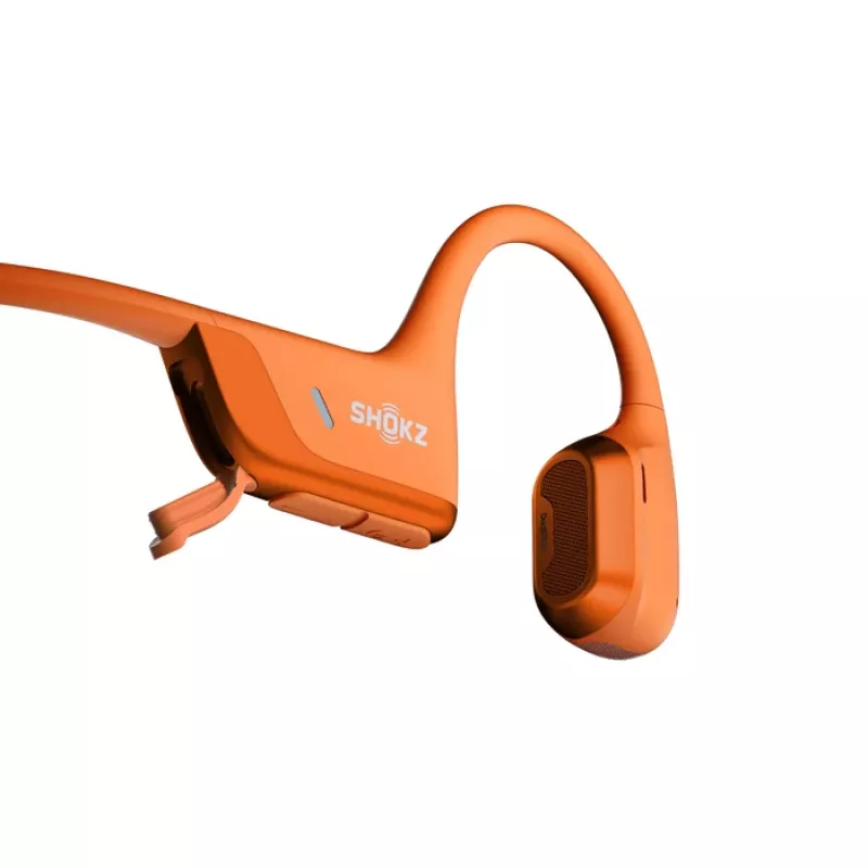 Kaulų laidumo ausinės Shokz OpenRun Pro 2 – belaidės Bluetooth 5.3, IP55, 12 h veikimo, 150 mAh, oranžinė, užkabinamos