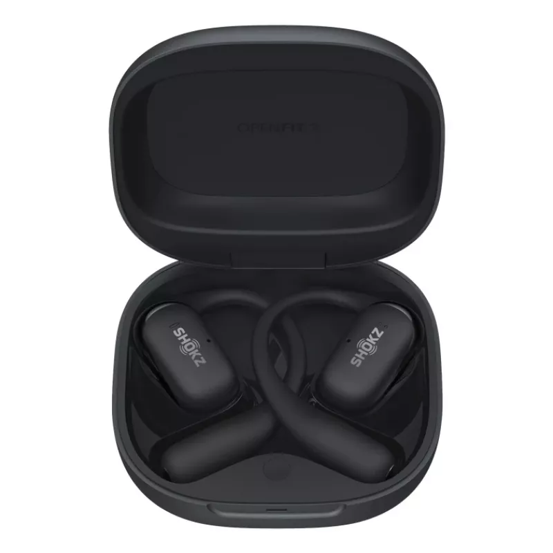 Ausinės JLAB AUDIO SHOKZ OpenFit 2 — kaulinės, belaidės, atviros, užkabinamos, juodos