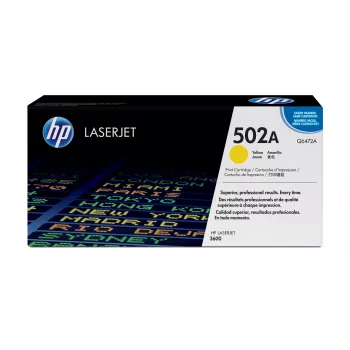 HP 502A geltonas originalus LaserJet kasečių toneris, 4000 puslapių, geltona, 1 vnt.