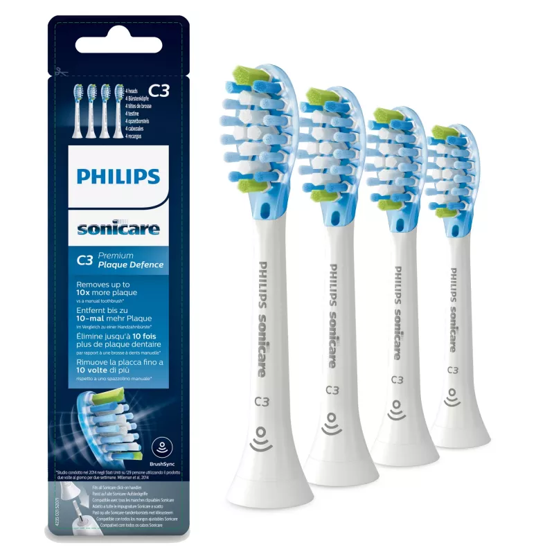 Philips Sonicare C3 Premium Plaque Defence HX9044/17 4 vnt. balti soniniai dantų šepetėlio antgaliai