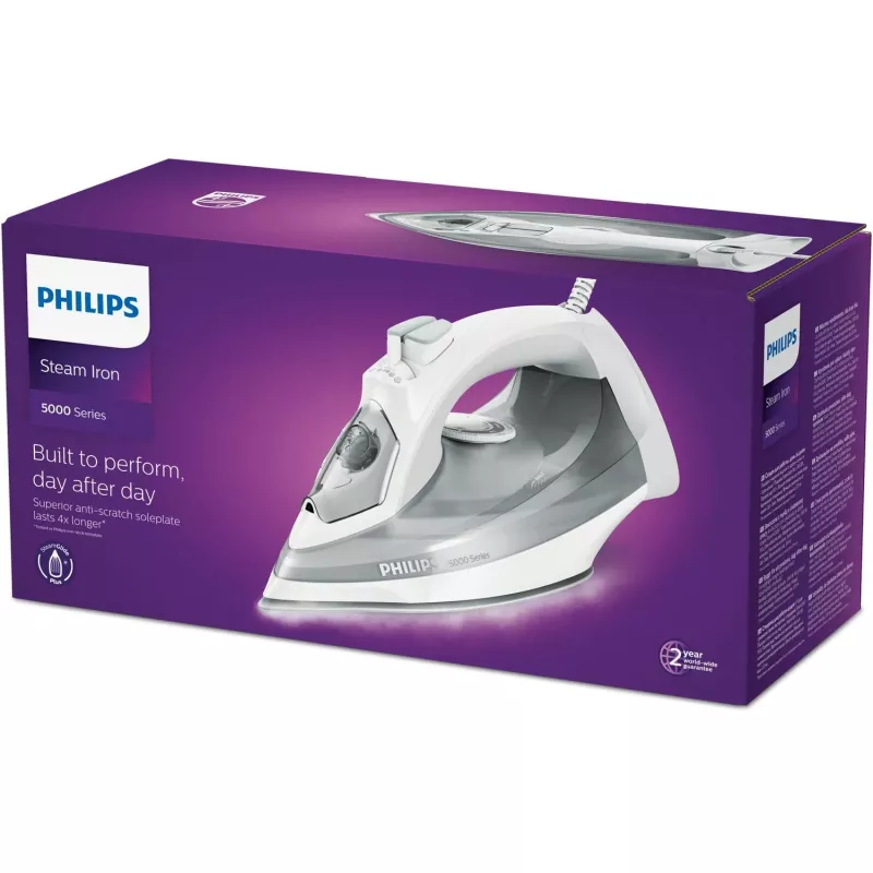 Philips 5000 serijos DST5010/10 lygintuvas SteamGlide Plus padas 2400 W pilka, balta