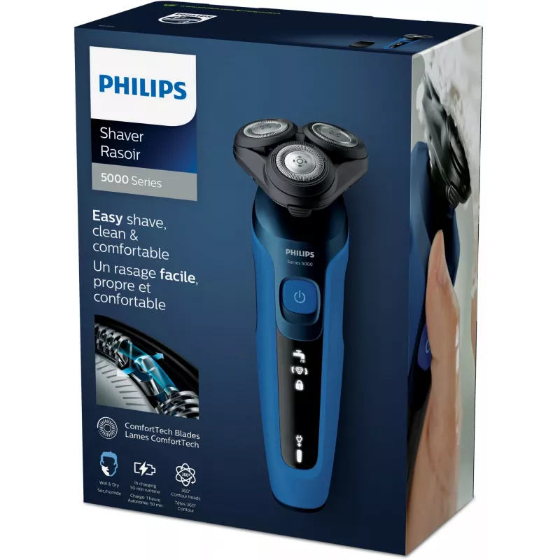Elektrinis skustuvas Philips Series 5000 S5466/17 – 3 rotaciniai peiliukai, Li-Ion akumuliatorius, 50 min. veikimo laikas, plaunamas, šlapias ir sausas skutimas