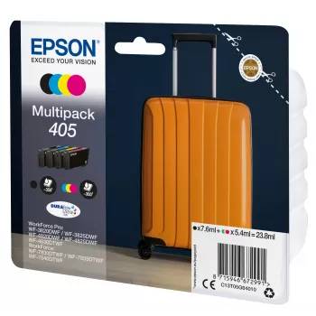 Epson 405 DURABrite Ultra rašalo kasetė, originali, standartinės talpos, juoda, žydra, raudona, geltona (4 vnt.)